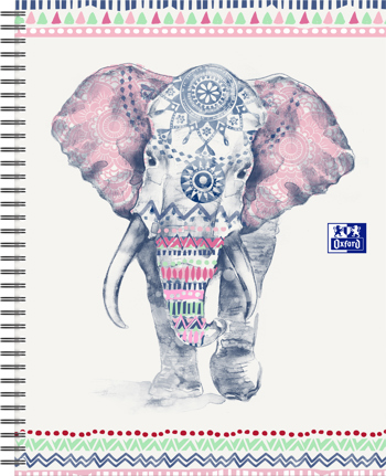 3020120164144 - Oxford Boho Chic spiraalblok A4+  lijn Olifant
