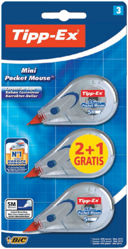 3086126615240 - Correctieroller Tipp-ex Pocket Mini Mouse blister 2+1 gratis