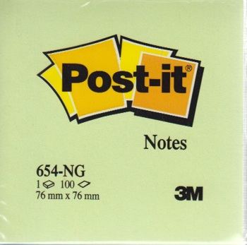 3134375221399 - Memoblok 3M Post-it 654-NGR 76x76mm neon groen