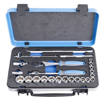 3838909125091 - Set (24) dopsleutels 6-kant 3/8" & toebehoren