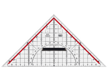 4004627417001 - Geodriehoek Möbius & Ruppert 30cm plexiglas transparant voor technisch tekenen