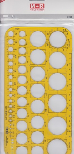 4004627741014 - Sjabloon M+R 852306 cirkels 1-36mm transparant geel