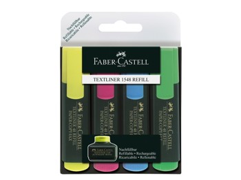 4005401548041 - Tekstmarker Faber-Castell 1548 etui met 4 stuks