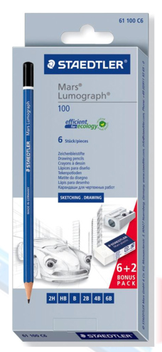 4007817611104 - Staedtler 6 tekenpotloden (2H, HB, B, 2B, 4B, 6B)