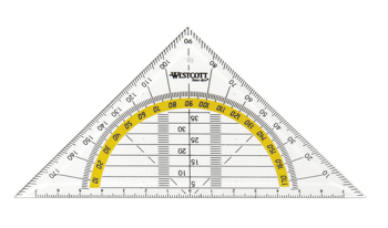 4027521512153 - Geodriehoek Westcott 14cm in zakje met kopkaart/europonsing