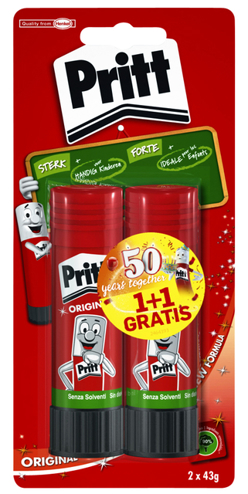 5410091748487 - Lijmstift Pritt 43gr blister à 1 + 1 stuk gratis