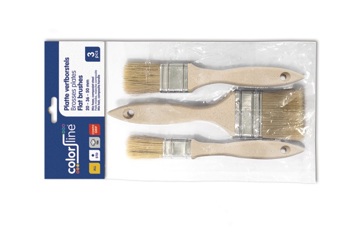 5420000069237 - Set (3) platte verfborstels 20/36/50mm met kunststof steel