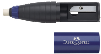 6933256611734 - Faber-Castell gum/potloodslijper combi rood/blauw