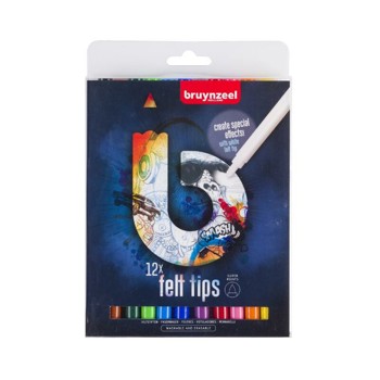 8712079413439 - Bruynzeel Teens Super Points donker viltstiften (12 stuks)