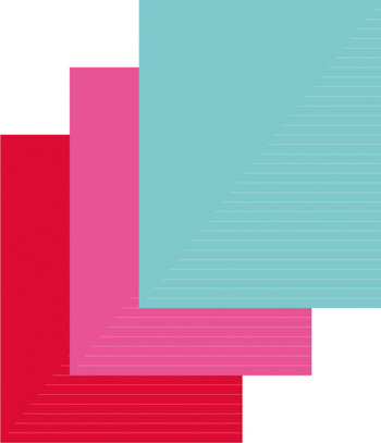 8712127004848 - Kangaro schriften A4 lijn (5 stuks) rood, roze, aqua