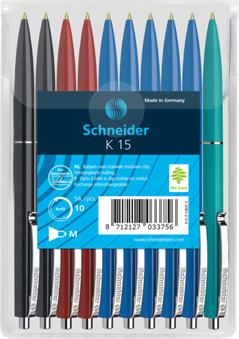 8712127033756 - Balpen Schneider K15 10stuks assorti kleuren