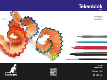 8712127039499 - Tekenblok Kangaro 270x360mm 200 grams 20 vel, wit