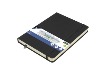 8712127137089 - Schetsboek Kangaro A5 zwart PU HC 80 blad 140gr roomwit met elastiek en lint