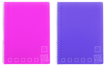 8713261912976 - Soho collegeblok 23-rings lijn (2 stuks) roze/paars