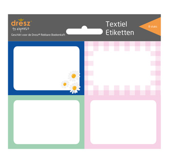 8718776141545 - Etiketten rekbare boekenkaften floral (8 stuks)
