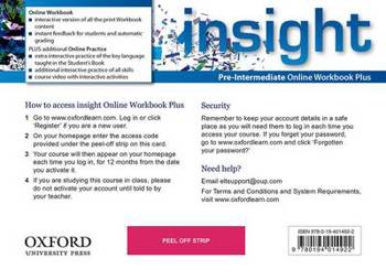 9780194014922 - Insight pre-intermediate online wrkbk + practice access code