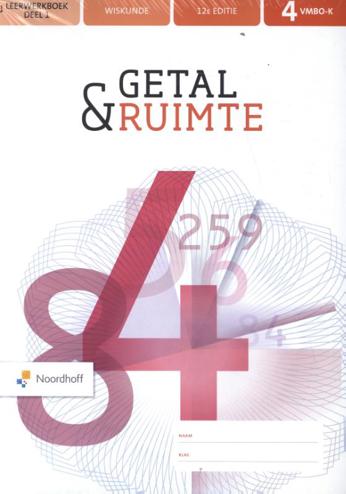9789001893828 - Getal en ruimte (12e ed) vmbo-k 4 leer + werkboek deel 1 + 2