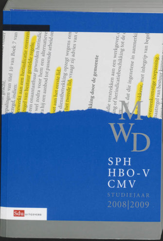 9789012125062 - Wetgeving MWD, SPH, HBO-V, CMW 08-09