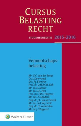 9789013127652 - Studenteneditie cursus belastingrecht vennootschapsbelasting 2015/2016