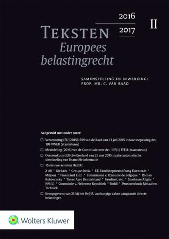 9789013134711 - Teksten Europees belastingrecht 2016-2017