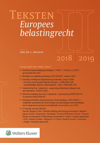 9789013149272 - Teksten Europees belastingrecht 2018/2019