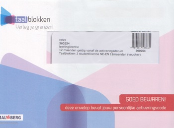 9789034597861 - Taalblokken 3 studentlicentie NE-EN 12maanden (voucher)