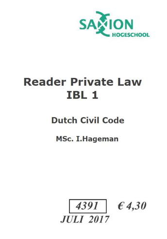 9990002073489 - READER PRIVATE LAW IBL 1 DUTCH CIVIL CODE